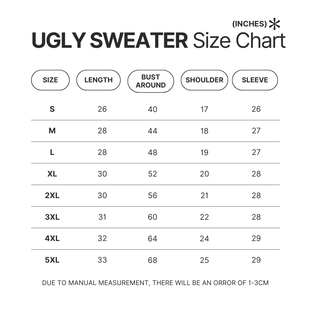 Ugly Sweater Size Chart - Dorohedoro Store